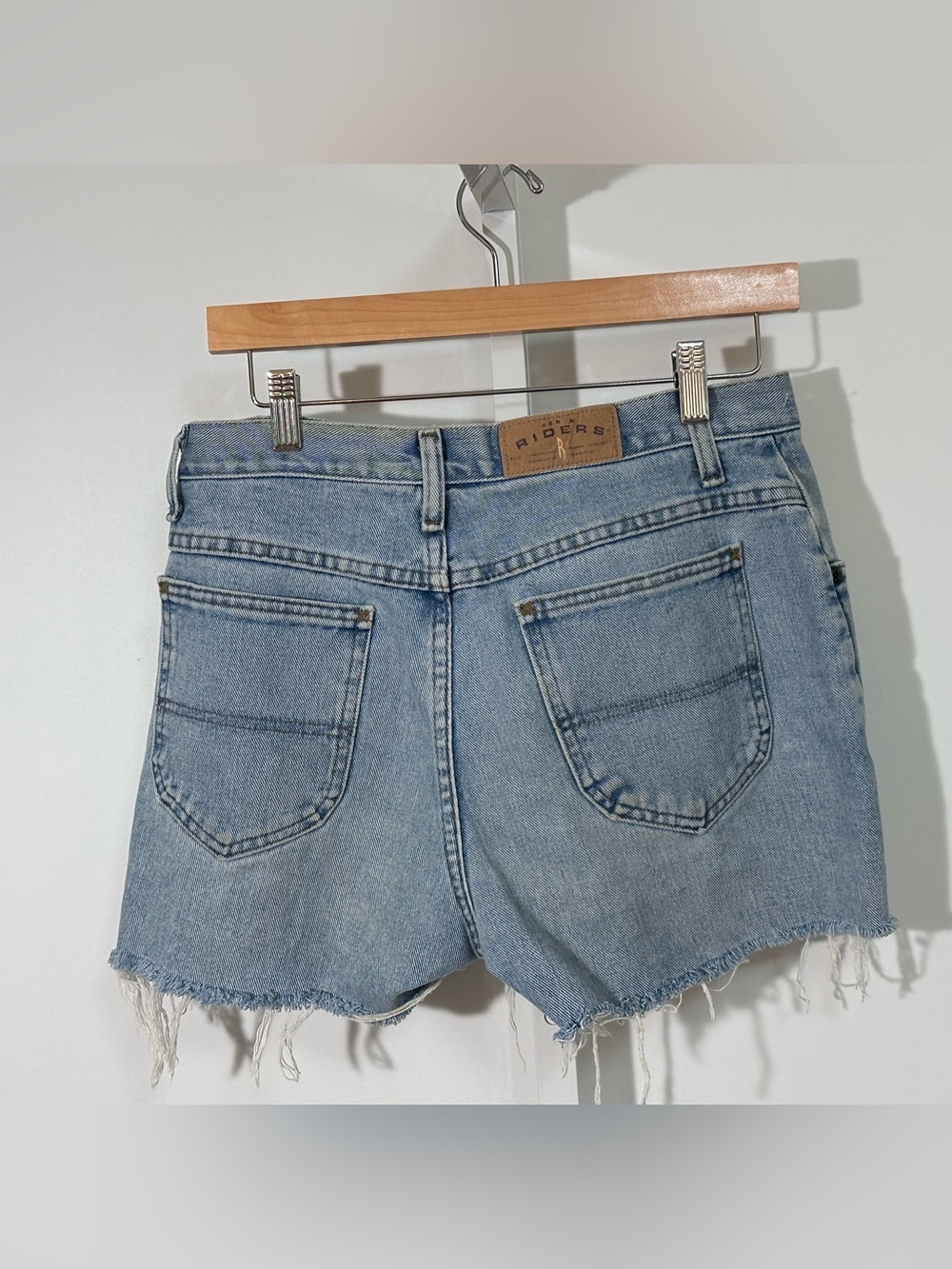 Vintage Riders Denim Cutoff Shorts 29 High Rise Frayed Hem Light Wash
